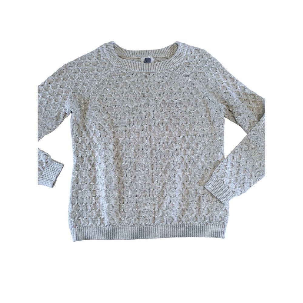 Old Navy Womens Large Oatmeal Honeycomb Knit Crew Neck Raglan Pullover‎ Sweater